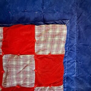 VTG Queen HEAVY Patchwork Corduroy Velvet Suede Reversible Stuffed Quilt 93X96"